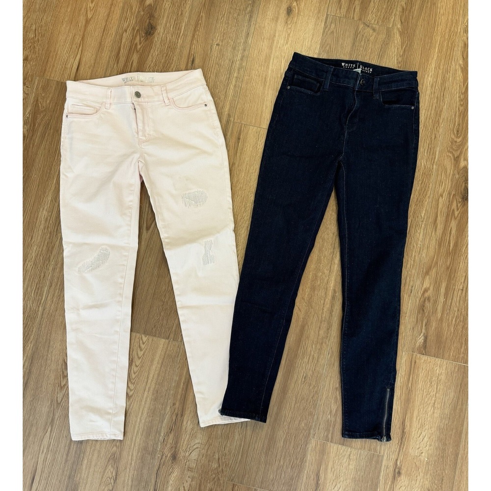 LOT of two White House Black Market Jeans Dark Wash And Pink size 0 skinny